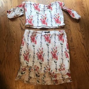 Floral two piece skirt set